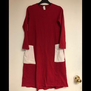 Red dress with fur pockets in good condition